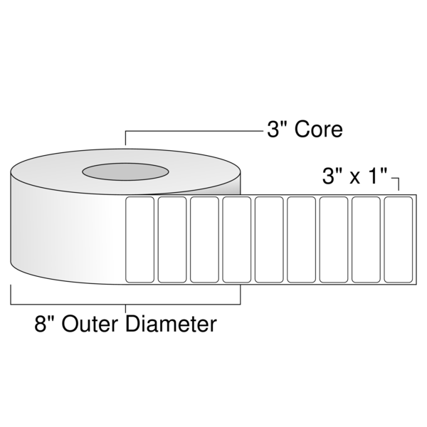 Roll of 3" x 1"  Thermal  labels