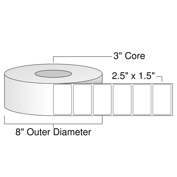 Roll of 2.5" x 1.5"  Thermal  labels