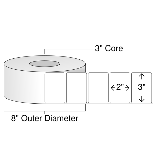 Roll of 3" x 2"  Thermal  labels