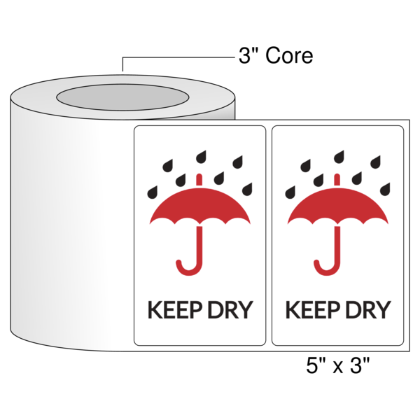 5" x 3" Keep Dry Label - White Semi-Gloss Digital