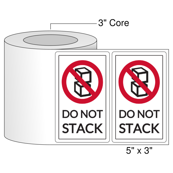 5" x 3" Do Not Stack Label - White Semi-Gloss Digital