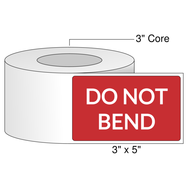 3" x 5" Do Not Bend Label - White Semi-Gloss Digital