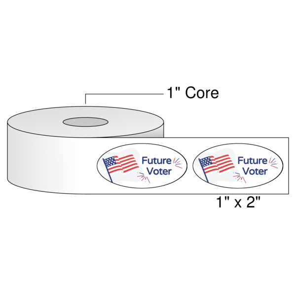1" x 2" Future Voter Label - White Semi-Gloss Digital