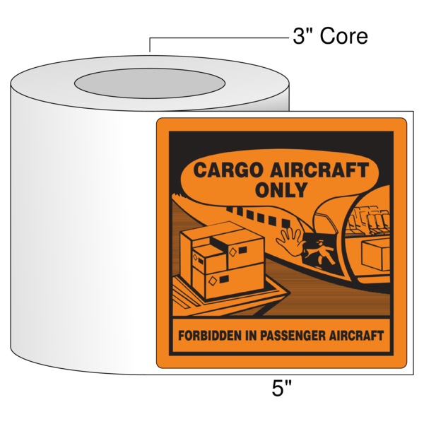5" x 5" Cargo Aircraft Only Label - White Film Digital
