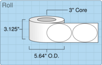 Roll of 3" x 4" Oval  Inkjet  labels