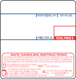 CAS LP-1000 UPC Safe Handling roll of 2.28346" x 2.3622" labels
