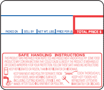 CAS LP-1000 Non-UPC Safe Handling roll of 2.28346" x 1.9685" labels