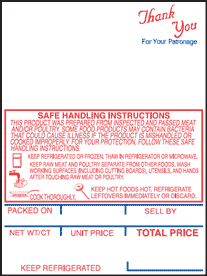 Hobart SP-80/600/1500 Style 1 (Formerly Style K) Safe Handling roll of 2.25" x 3" labels