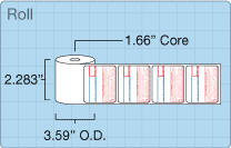 CAS LP-1000 Non-UPC Safe Handling roll of 2.28346" x 1.9685" labels