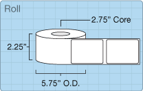 Hobart Quantum/HLX 3.0" Blank roll of 2.25" x 3" labels