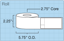 Hobart Quantum/HLX 4.5" Blank w/T-Perf roll of 2.25" x 4.5" labels