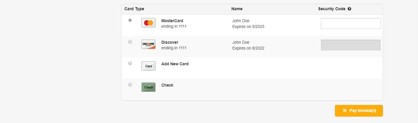 Invoice payment button