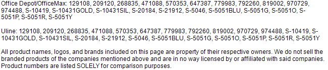 Competitor dissasociation disclaimer